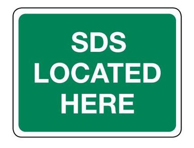 SDS Located Here Emergency Sign Poly 450x300mm
