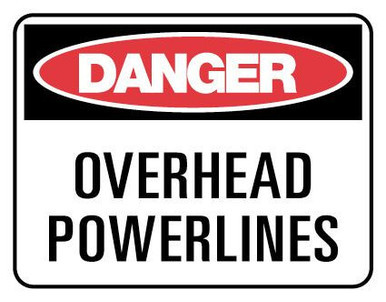 Overhead Powerlines Danger Sign Poly 450x600mm