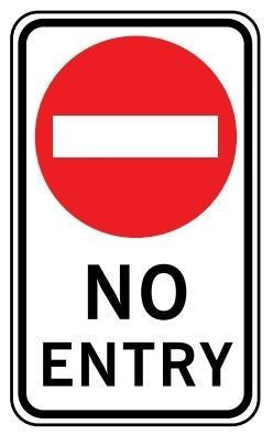 No Entry Class 1 Aluminium 600x1000mm New South Wales