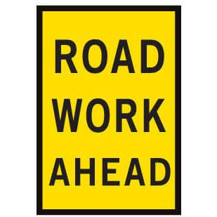 Road Work Ahead Boxed Edge Sign 900x600mm