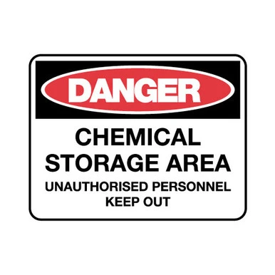 Danger Chemical Storage Area Danger Sign Poly 600x450mm