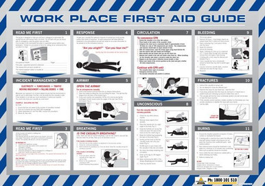 Sign Poster Work Place First Aid Guide 600x320mm