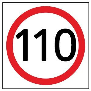 Speed Disc 110 Km 600 x 600 mm Road Sign