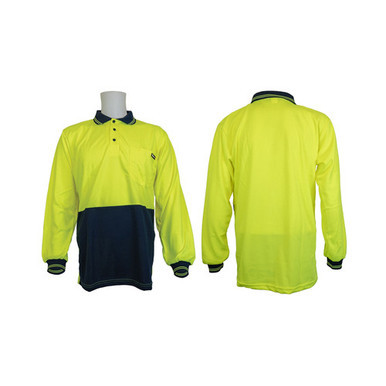 Hi Vis Long Sleeve Polo Shirt Micromesh Small Yellow Bottle