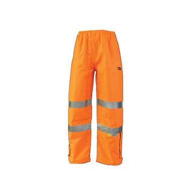 Hi Vis Rainwear Trousers With Leg Zip Taped Reflective Extra Large Orange