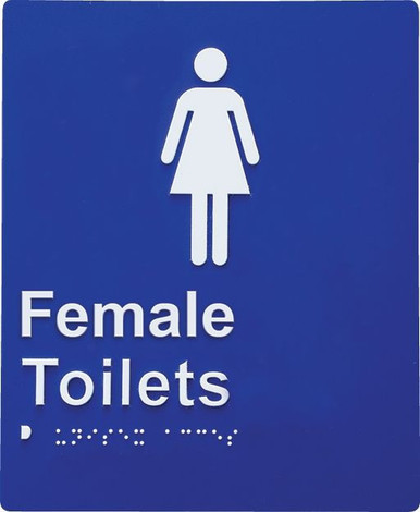 Braille Sign Female Toilet Blue
