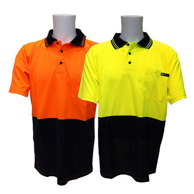 Hi Vis Short Sleeve Polo Shirt Micromesh 4XL Orange Navy