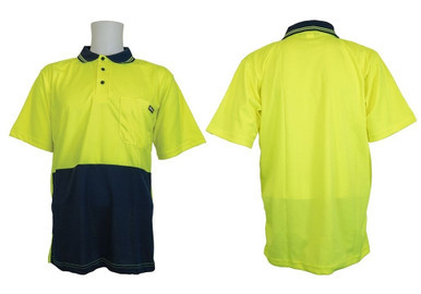 Hi Vis Short Sleeve Polo Shirt Micromesh Extra Large Yellow Navy