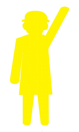 Yellow Safety Woman Corflute Construction Sign Cutout