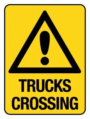 Trucks Crossing Warning Sign Poly 600x450mm