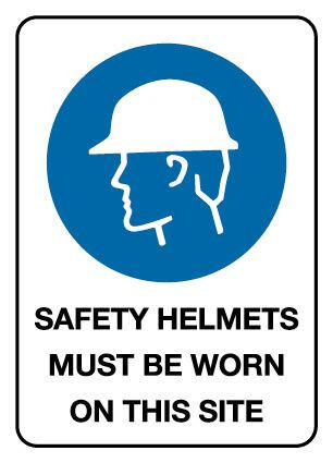 Safety Helmets Must Be Worn Mandatory Sign Poly 600x450mm