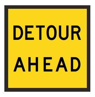 Detour Ahead Class 1  Corflute Reflective 600x600mm