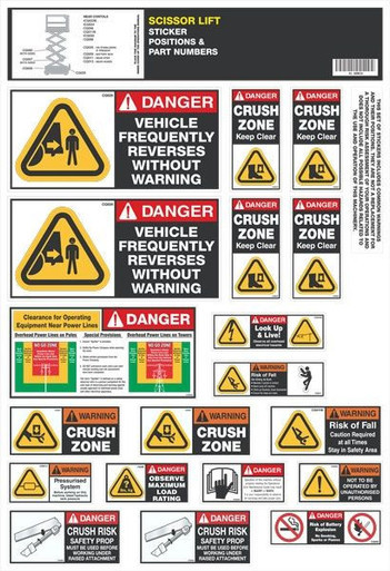 Scissor Lift Safety Sticker Set