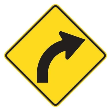 Curve Right Warning Sign 750x750mm
