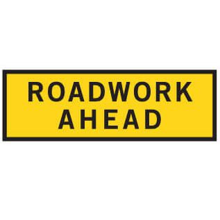 Boxed Edge Road Sign - ROADWORK AHEAD