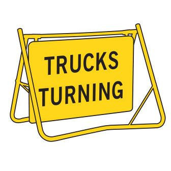 trucks turning swing sign