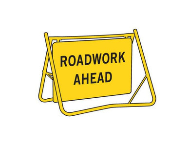 Roadwork Ahead Swing Stand Sign And Frame 1200x900mm