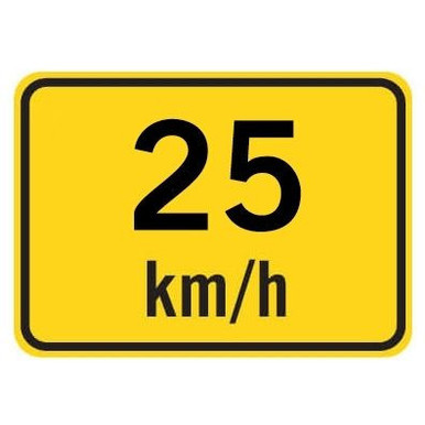 Advisory Speed Sign 25 Km Hr Class 1 Aluminium 600x400mm