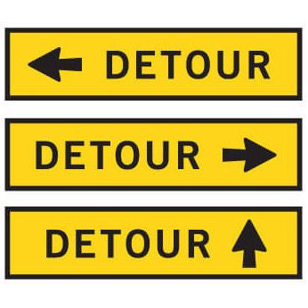Boxed Edge Road Sign - DETOUR RIGHT ARROW