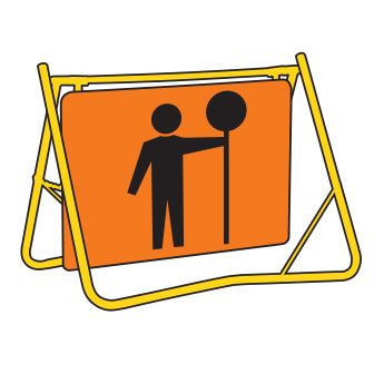 orange traffic controller sign