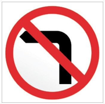 No Left Turn Sign 600x600mm