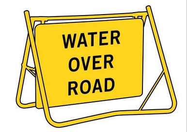 Water Over Road Swing Stand Sign And Frame 900x600mm