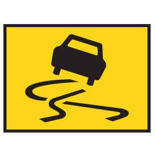 Boxed Edge Road Sign - SLIPPERY CAR