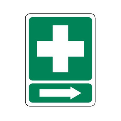 First Aid Right Arrow Emergency Sign Poly 600x450mm