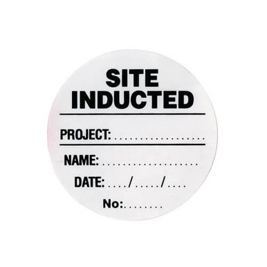 Site Inducted Label Self Adhesive 50mm 250 Pack White