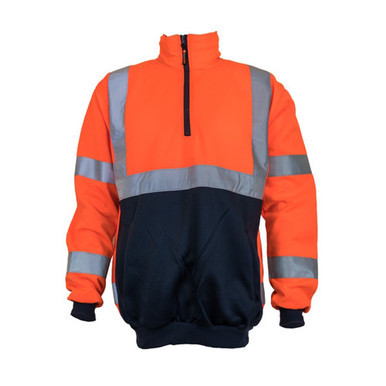 Sloppy Joe With Quarter Zip Front Taped X Pattern Extra Large Orange Navy