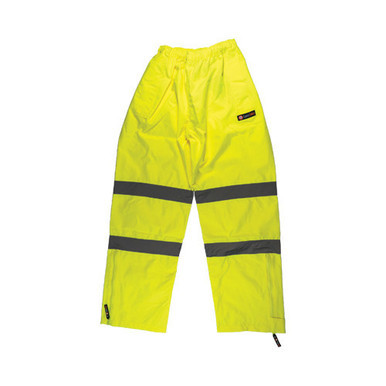 Hi Vis Rainwear Trousers With Leg Zip Taped Reflective Large Yellow