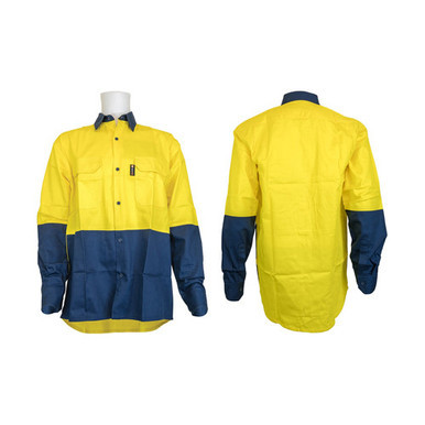 Long Sleeve Cotton Drill Shirt 2XL Yellow Navy