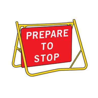 Prepare To Stop Reduce Speed Double Sided Swing Stand Sign & Frame 1200x900mm