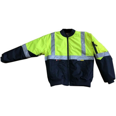 Hi Vis Bomber Jacket Taped Reflective 4XL Yellow Navy