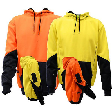Hi Vis Draw Cord Hoodie 3XL Yellow Navy