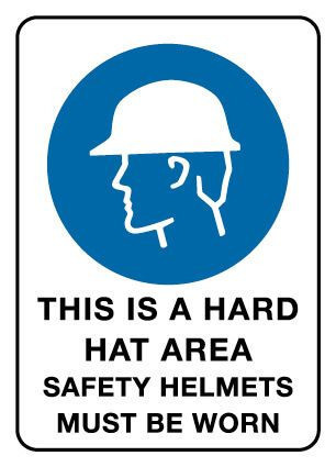 This Is A Hard Hat Area Mandatory Sign Poly 600x450mm