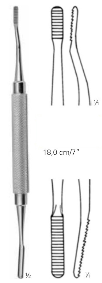 Product Vet Spectrum Polokoff Bone File/Rasp #64, 7" (18cm), Straight, Double Ended, Horizontal Rasping, 4mm/3mm | SAH.700052 Image