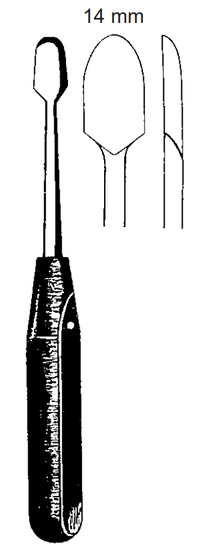 Product Vet Spectrum Ao Periosteal Elevator, 7.25" (18.5cm), Straight, Phenolic Handle, Rounded Spade, 14mm Tip | SAH.701773 Image