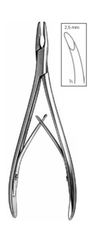 Product Vet Spectrum Mead Bone Rongeur, 6.5" (16.5cm), Curved, Single Action, 5mm Jaw, Flat Tips | SAH.702902 Image