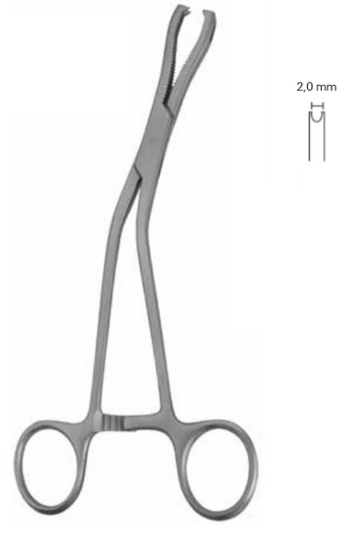 Product Vet Spectrum Dingman Bone Holding Forcep, 7.25" (18.5cm), Curved, 2x2 Prongs, 2.0mm Circular Gap | SAH.703747 Image