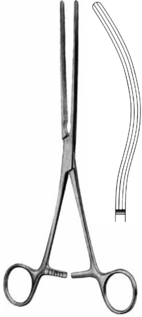 Product Vet Spectrum Kocher Intestinal Forcep, 10" (25cm), Curved, Longitudinal Serrations | SAH.704412 Image