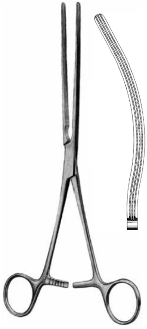 Product Vet Spectrum Kocher Intestinal Forcep, 11" (28cm), Curved, Atraumatic Jaws | SAH.704422 Image