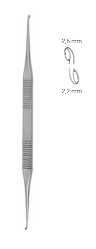 Product Vet Spectrum House Curette, 6.75" (17cm), Straight, Double Ended, Angled/Angled, 2.2mm x 2.5mm | SAH.710335 Image