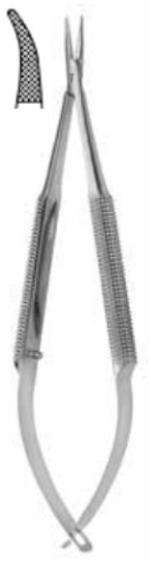 Product Vet Spectrum Barraquer Needle Holder, 5.25" (13.5cm), Curved, Serrated, With Lock | SAH.722010 Image