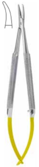 Product Vet Spectrum Barraquer Needle Holder, 5.25" (13.5cm), Curved, Smooth, With Lock, TC | SAH.722016 Image