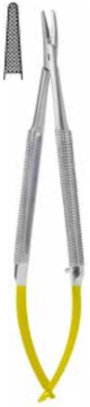 Product Vet Spectrum Barraquer Needle Holder, 5.25" (13.5cm), Straight, Serrated, With Lock, TC | SAH.722018 Image