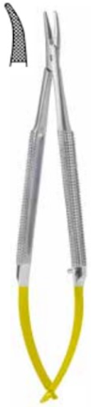 Product Vet Spectrum Barraquer Needle Holder, 5.25" (13.5cm), Curved, Serrated, With Lock, TC | SAH.722020 Image