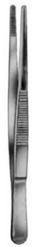 Product Vet Spectrum Thumb Dressing Forcep, 5.75" (14.5cm), Serrated, TC | SAH.722555 Image