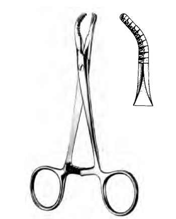 Product Vet Spectrum Bone Hoding Forcep, 5.25", Slight Curve, Thin Serrated Clamshell Tips, 13mm Serrations, Ratchet | SAH.733413 Image