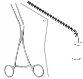 Product Vet Spectrum Debakey Peripheral Vascular Clamp, 7" (18cm), Atraumatic Jaws, 60 Degree Angle | SAH.739763 Image